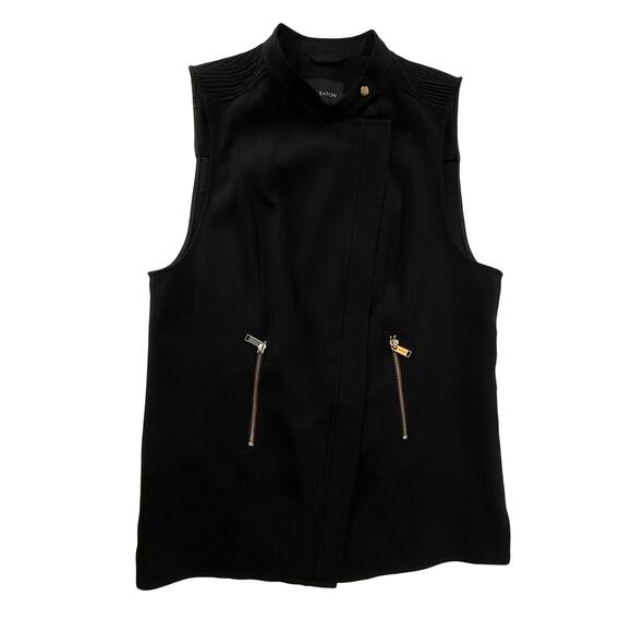 ARITZIA BABATON Redford Moto Vest Black Drapey Crepe Sleeveless Biker Vest SZ 6 - Picture 1 of 16